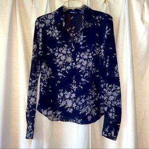 Bisou Jeans Semi Sheer Business Career Long Sleeve Blouse Size Medium